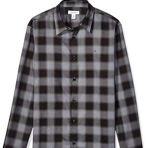 Calvin Klein Men's Long Sleeve Button Down Plaid Shirt
